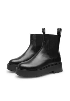 Enkellaarsjes Met Plateauzool - Black Leather -Mode Schoenen 0eb7716903164f448147689cad224665
