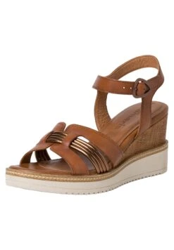 Tamaris Sandalen Met Sleehak - Cognac/Copper -Mode Schoenen 1a5cfddd9e564b3aa79f09eea136a446