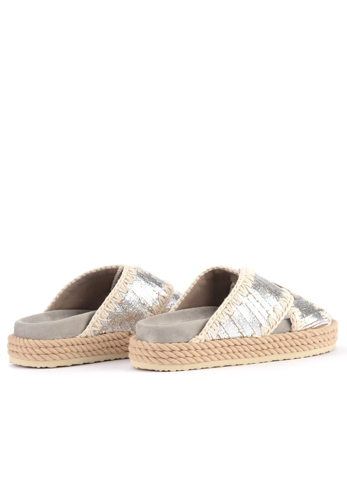 Mou Rope Bio In Pelle Silver Con Ricamo - Muiltjes - Argento 6 Mou Rope Bio In Pelle Silver Con Ricamo - Muiltjes - Argento - Afbeelding 4