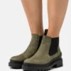 Tamaris Enkellaarsjes Met Plateauzool - Olive -Mode Schoenen 56fa6deac8ed43f4960e0255d05e24bc