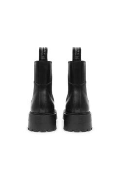 Enkellaarsjes Met Plateauzool - Black Leather -Mode Schoenen 6977c496c4484684b3144270bb950b3c