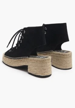 Black Split Leather Heel Sandal - Espadrilles - Black -Mode Schoenen 91ba4b66830944a3ba9fd7f091d80068