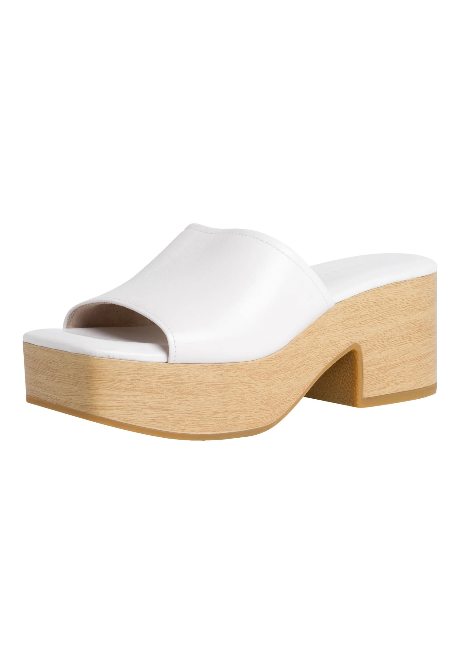 Tamaris Muiltjes Met Hak - White Leather 4 Tamaris Muiltjes Met Hak - White Leather - Afbeelding 2