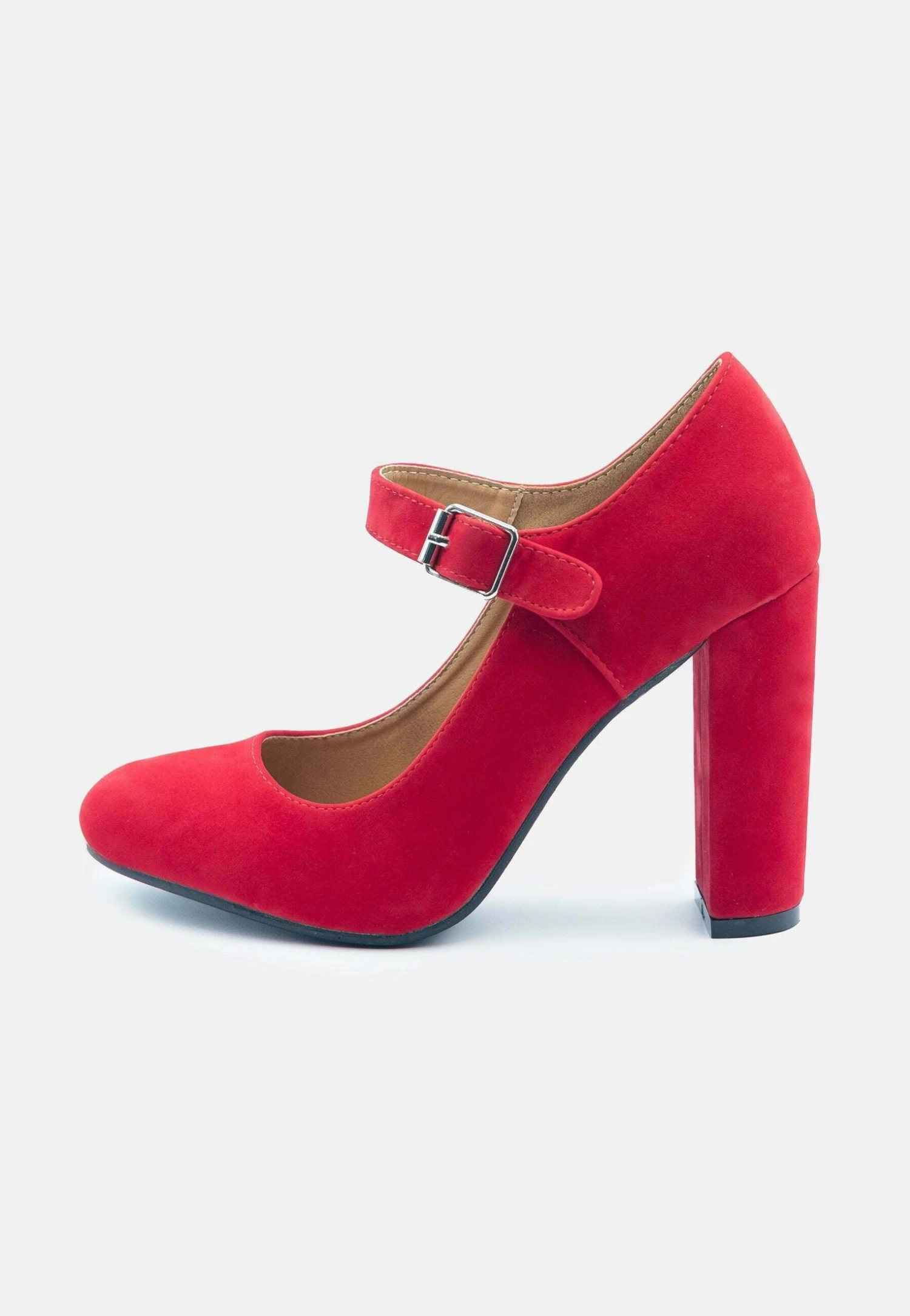 Michelle With Front Buckle Strap - Hoge Hakken - Red Suede 4 Michelle With Front Buckle Strap - Hoge Hakken - Red Suede - Afbeelding 2