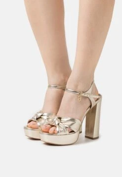 TWINSET Con Dettaglio Nodo Effetto Metallizzato - Sandalen Met Hoge Hak - Oro Laminato
